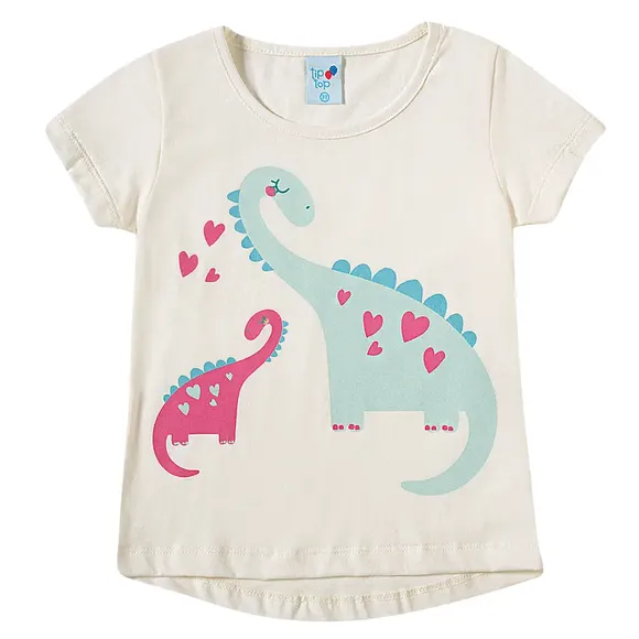 Blusa Manga Curta Kids Dinossaura Meia Malha Tip Top