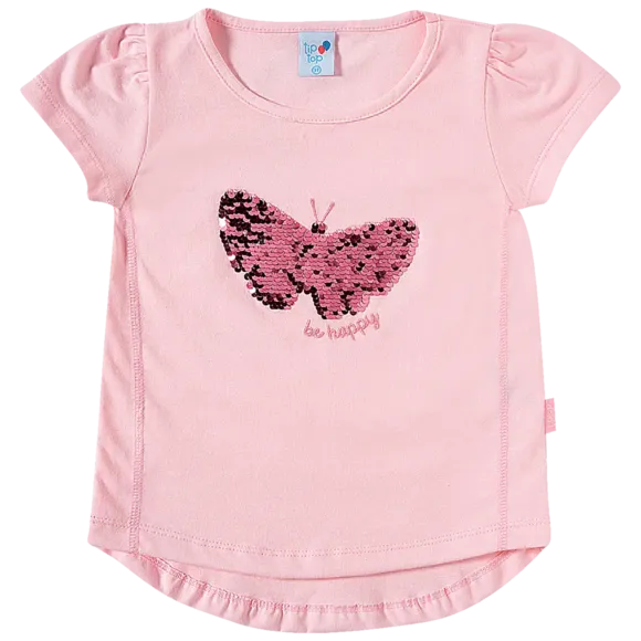 Blusa Manga Curta Kids Borboleta Meia Malha Tip Top
