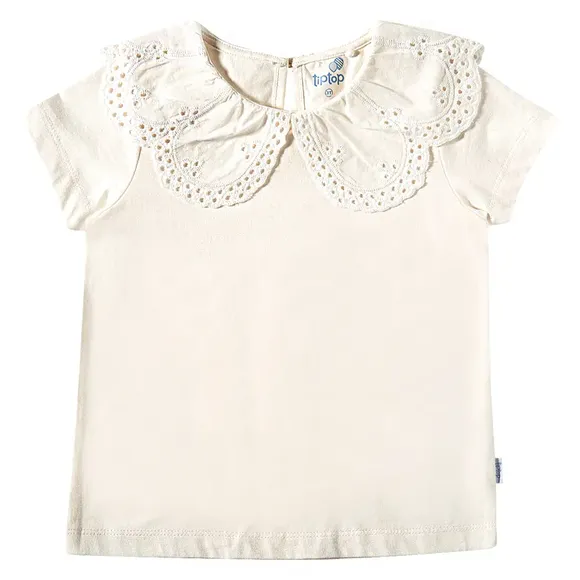 Blusa Manga Curta Kids Neve - Off White Meia Malha Tip Top