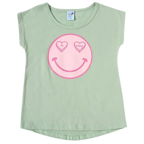Blusa Manga Curta Kids Be Happy Meia Malha Tip Top