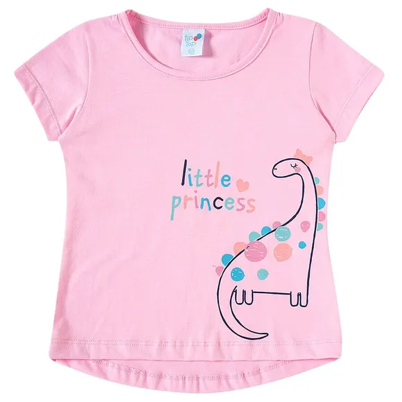 Blusa Manga Curta Kids Rosa Meia Malha Tip Top
