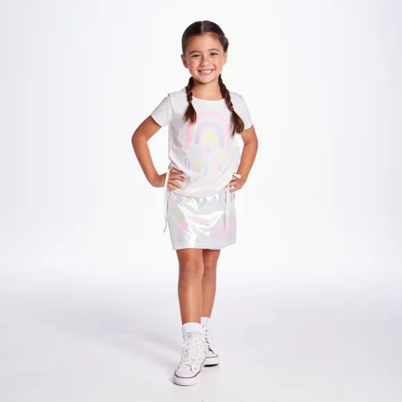 Blusa Manga Curta Kids Arco Íris Meia Malha Tip Top