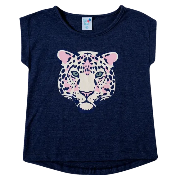 Blusa Manga Curta Kids Oncinha Meia Malha Tip Top