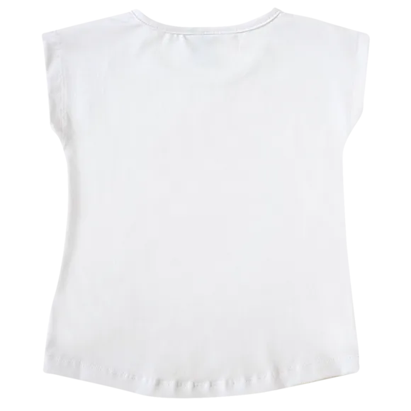 Blusa Manga Curta Kids Unicórnio Rosa Meia Malha Tip Top