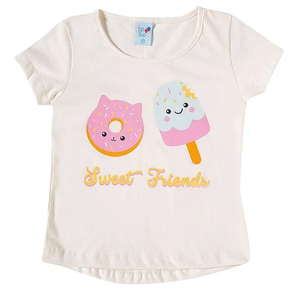 Blusa Manga Curta Kids Divertida Meia Malha Tip Top