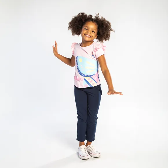 Blusa Manga Curta Borboletas Meia Malha Kids Tip Top