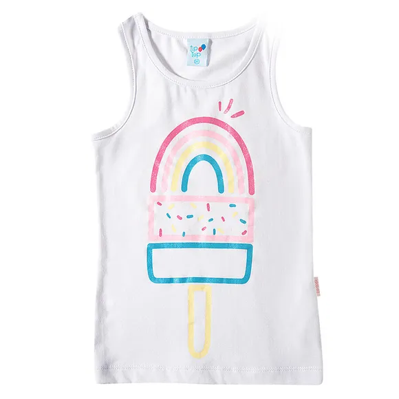 Blusa Regata Kids Sorvete Meia Malha Tip Top