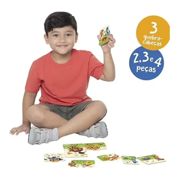 Quebra Cabeça Meus Bichinhos 4 Peças Maderá
