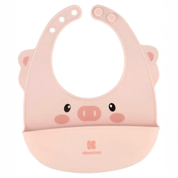 Babador De Silicone Com Pega Migalhas Pink Kikka Boo