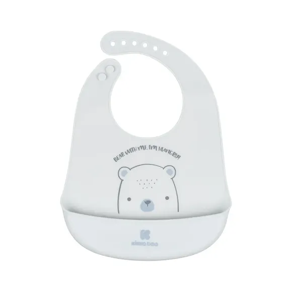 Babador De Silicone Com Pega Migalhas Azul Kikka Boo
