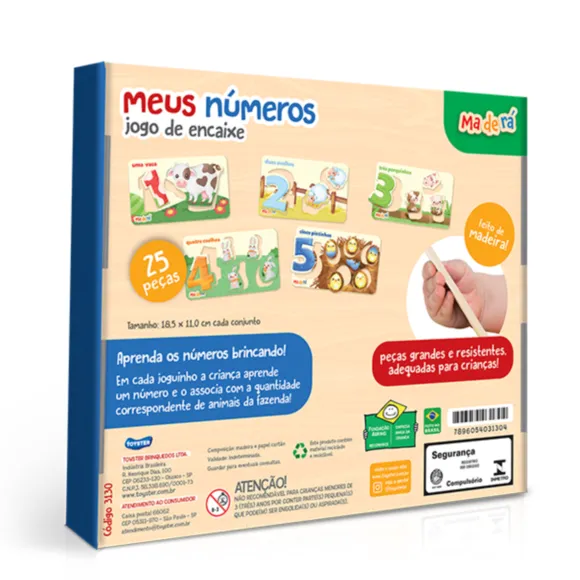Jogo Quebra Cabeça Meus Números Encaixe 25 Peças Maderá