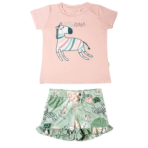 Pijama Curto Safari Modal Liso Kids Tip Top