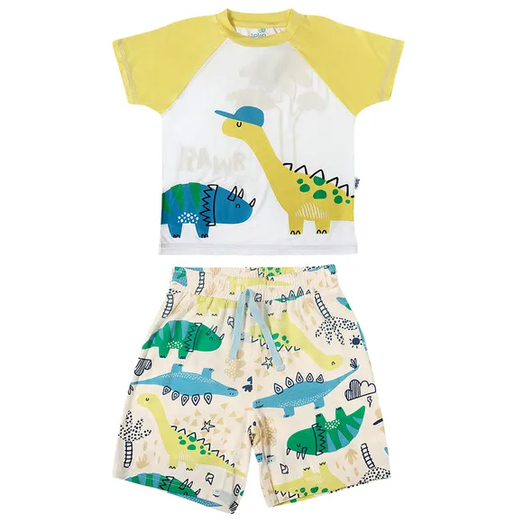 Pijama Curto Dino Modal Liso Kids Tip Top