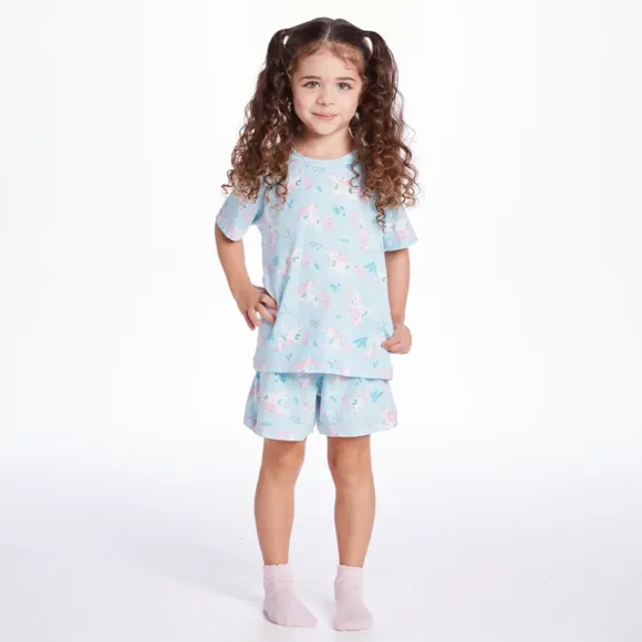 Pijama Curto Kids Unicórnio Viscolycra Brilha No Escuro Tip Top