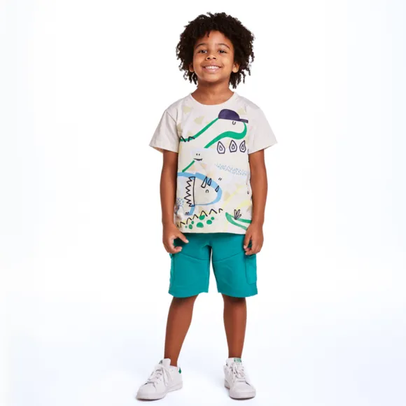 Bermuda Festiva Verde Moletinho Kids Tip Top