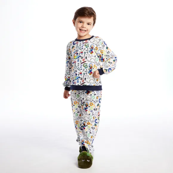 Pijama Longo Kids Dino Rabisco Moletinho Tip Top