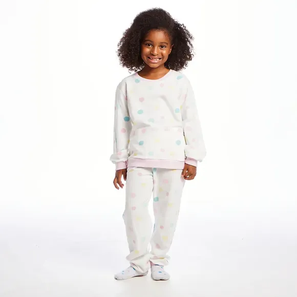 Pijama Longo Kids Bolinhas Moletinho Estampado Tip Top