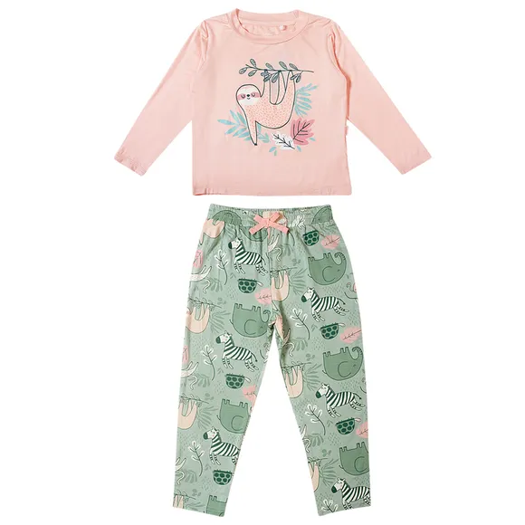 Pijama Longo Safari Modal Liso Kids Tip Top