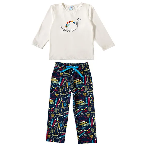 Pijama Longo Kids Dino Malha Thermo Tip Top