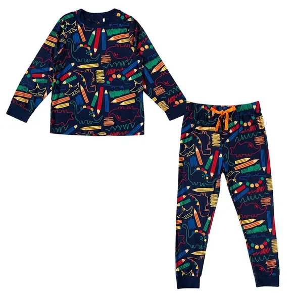 Pijama Longo Kids Dino Rabisco Malha Com Elastano Tip Top