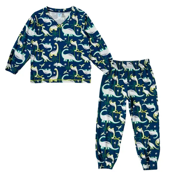 Pijama Longo Kids Dino Viscolycra Brilha No Escuro Tip Top
