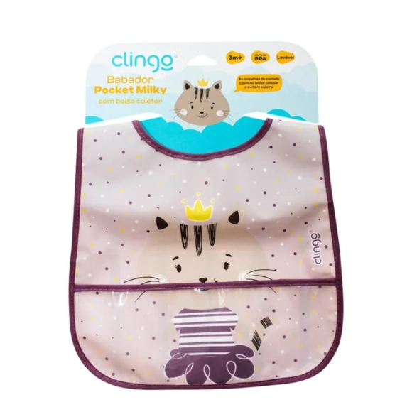 Babador Impermeável Com Bolso Milky Clingo