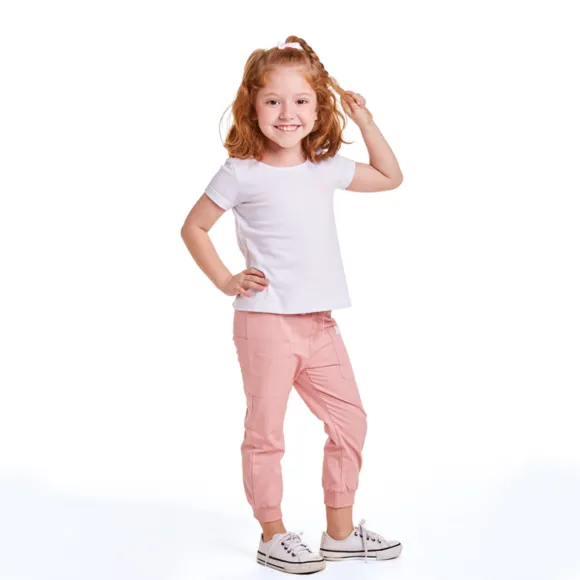 Calça Estampa Lisa Sarja Tencel Kids Tip Top