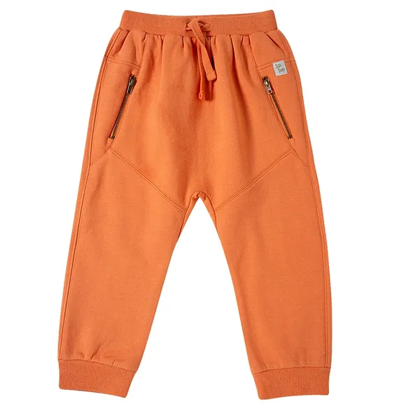 Calça Estampa Lisa Laranja Moletom Kids Tip Top