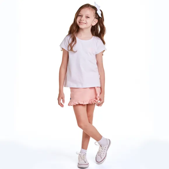 Shorts Saia Estampa Lisa Malha Texturizada Kids Tip Top