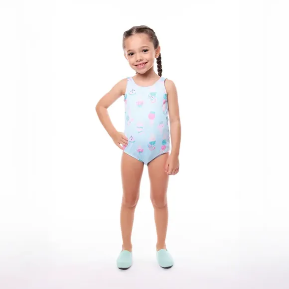 Maiô Praia Kids Sorvete De Frutas Elastano Proteção Uv50+ Tip Top