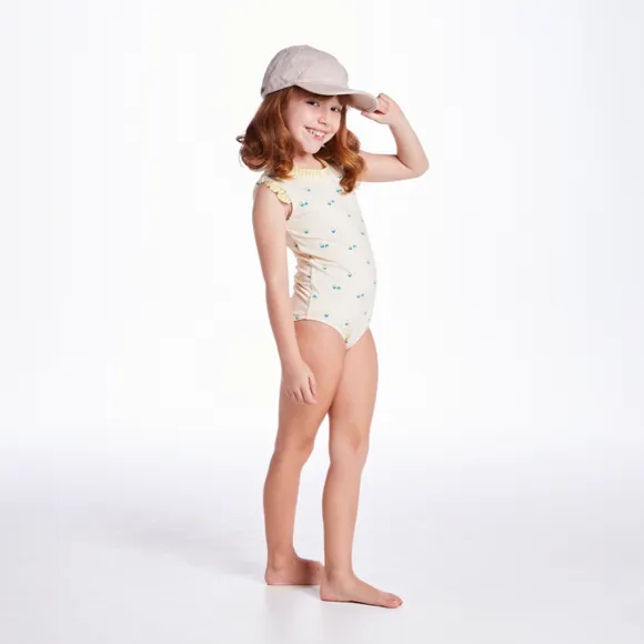 Maiô Kids Tulipa Amarela Elastano Proteção Uv 50+ Tip Top