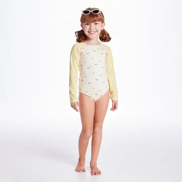 Body Praia Kids Tulipa Amarela Elastano Proteção Uv 50+ Tip Top
