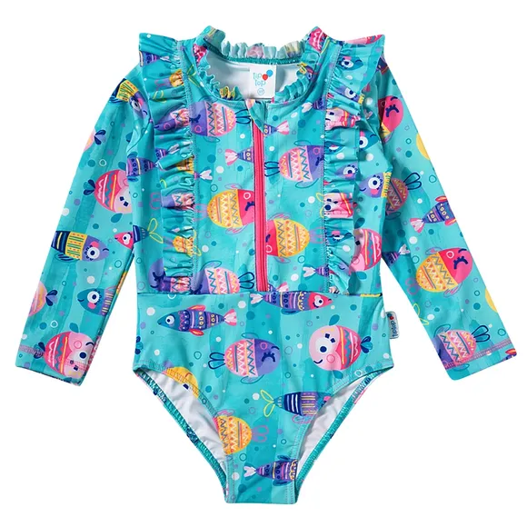 Body Praia Manga Longa Peixes Elastano Kids Proteção Uv50+ Tip Top