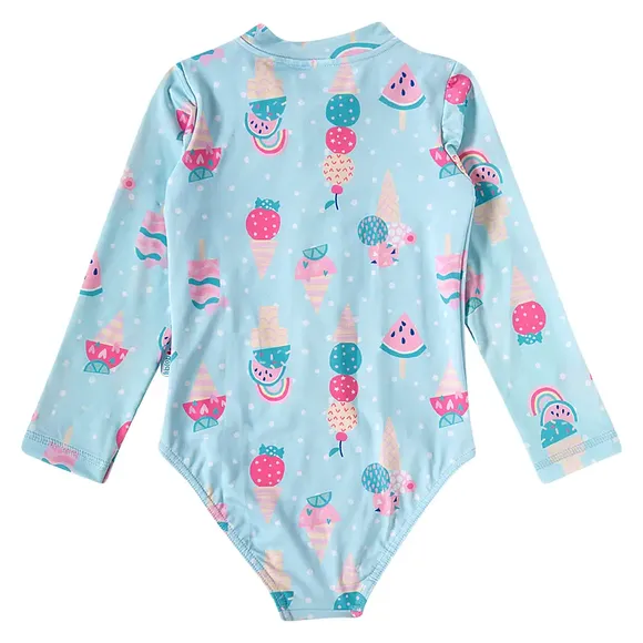 Body Manga Longa Praia Kids Sorvete De Frutas Elastano Proteção Uv50+ Tip Top