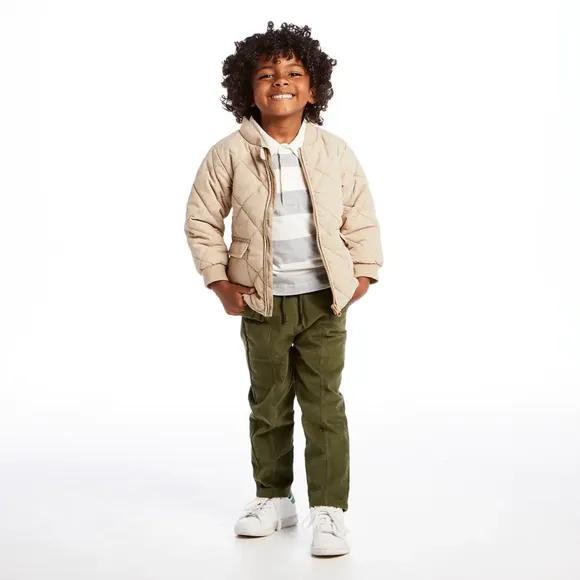 Jaqueta Kids Caqui Microfibra Matelassê Tip Top