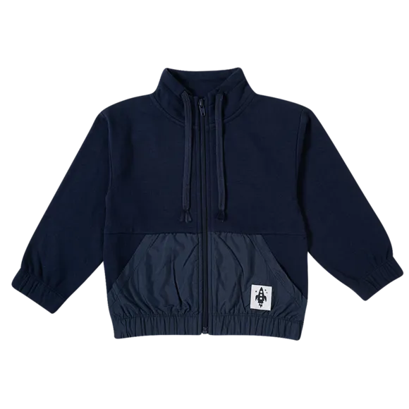 Jaqueta Estampa Lisa Marinho Moletom Kids Tip Top