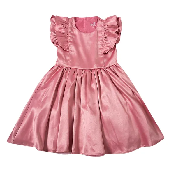 Vestido Manga Curta Rosa Cetim Com Elastano Kids Tip Top