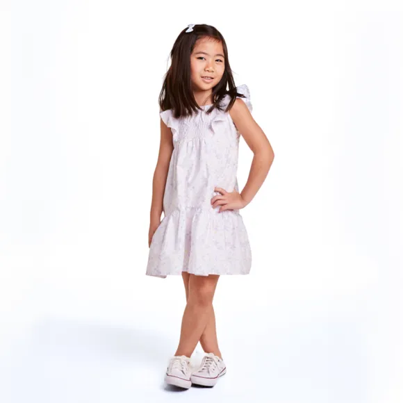 Vestido Manga Curta Floral Tricoline Estampado Kids Tip Top