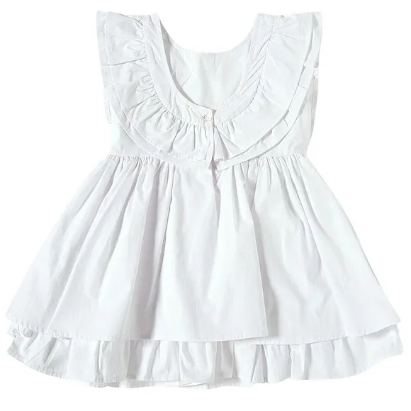 Vestido Manga Curta Batizado Tricoline Kids Tip Top