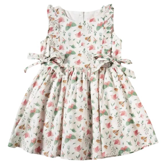 Vestido Manga Curta Kids Flores Do Campo Tricoline Tip Top