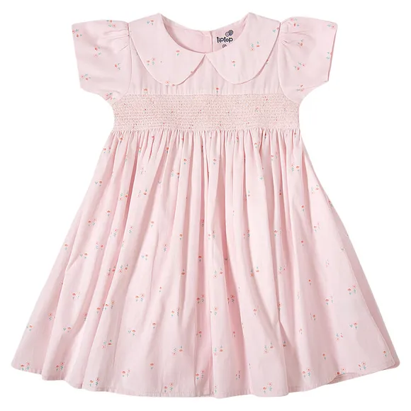Vestido Manga Curta Kids Rosa Fustão Estampado Tip Top