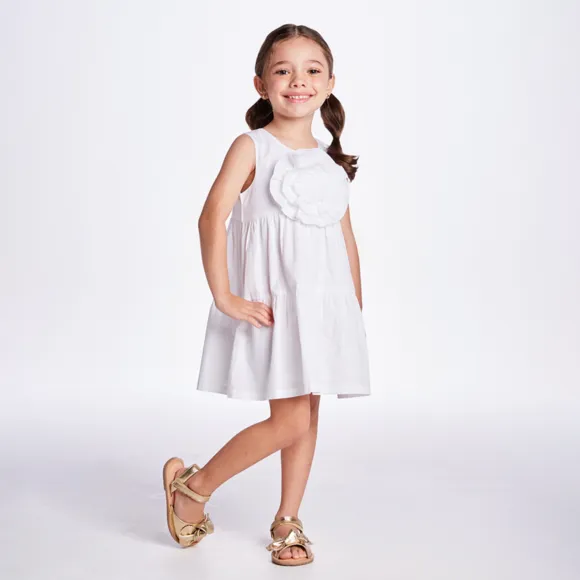 Vestido Sem Manga Kids Festivo Tricoline Tip Top
