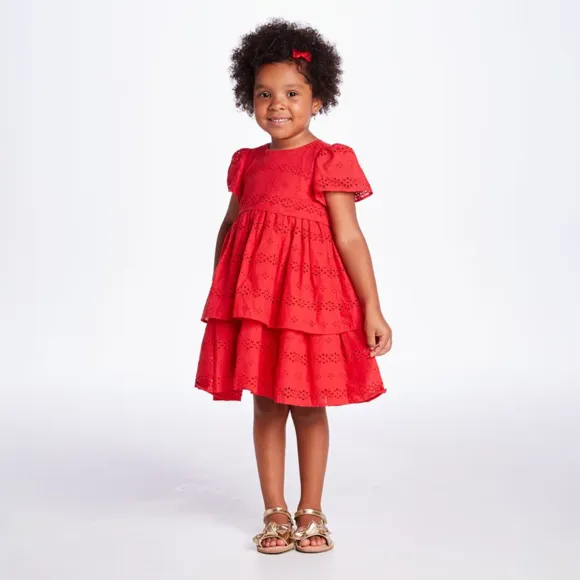 Vestido Manga Curta Kids Festivo Laise Tip Top