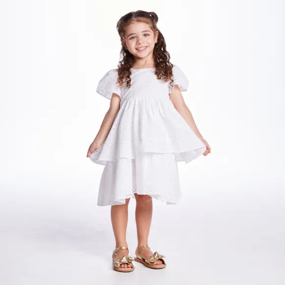 Vestido Manga Curta Kids Festivo Laise Tip Top