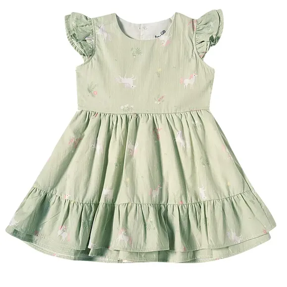 Vestido Manga Curta Kids Unicórnio Tricoline Tip Top