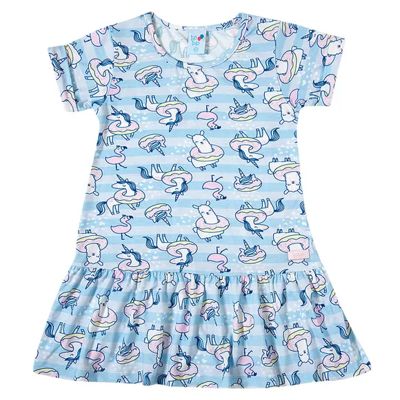 Vestido Manga Curta Kids Pool Party Viscolycra Tip Top