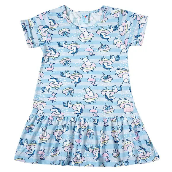 Vestido Manga Curta Kids Pool Party Viscolycra Tip Top
