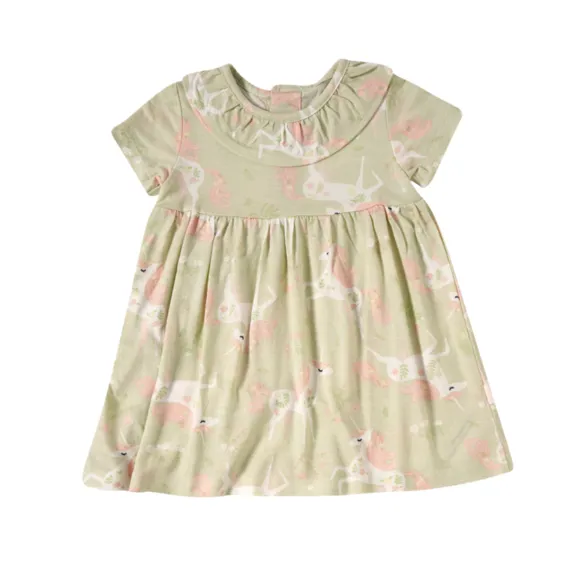 Vestido Manga Curta Kids Toque Especial Unicórnio Modal Tip Top