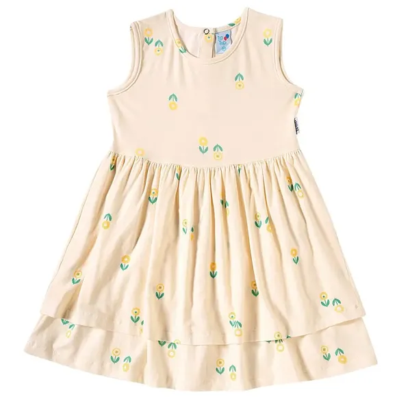 Vestido Kids Toque Especial Floral Amarelo Viscolycra Tip Top