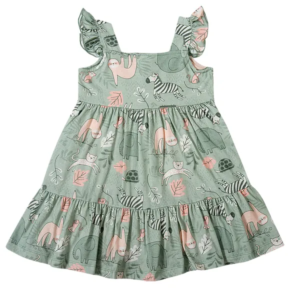 Vestido Sem Manga Safari Meia Malha Kids Tip Top